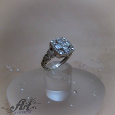Сребърен дамски пръстен с циркони R-1139
